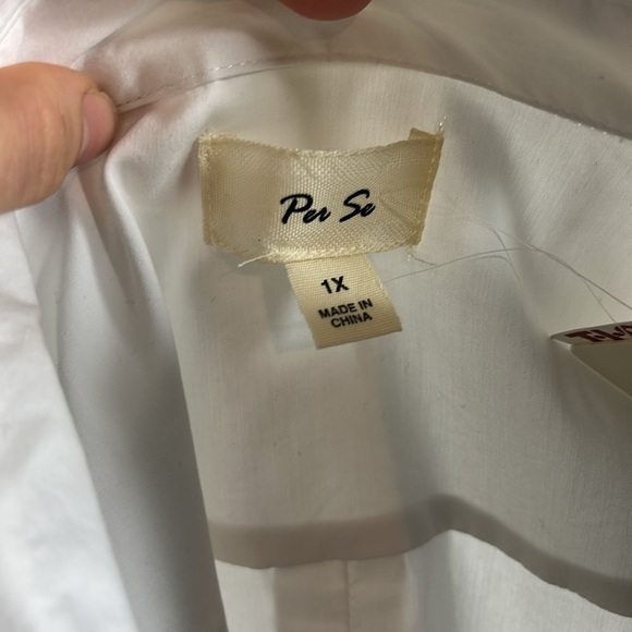 Per Se Classic White Button-Up Shirt Half Button Up New With Tags 1X - Picture 2 of 8